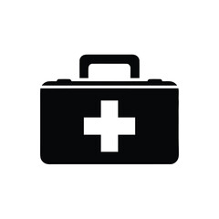 Obraz premium Black and White First Aid Kit Icon