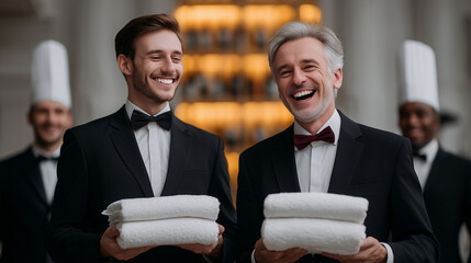 Hospitality team building with towel presentation game