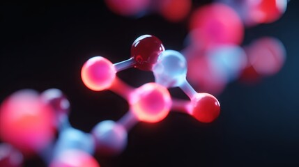Abstract background of glowing molecules and chemical structures, drug discovery. Chemistry, research. Vibrant.