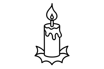 line art halloween Candle vector silhouette illustration isolated on white background
