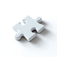 Obraz premium A generic white puzzle piece single, blank, isolated on a pure white background. Puzzle, problem-solving.