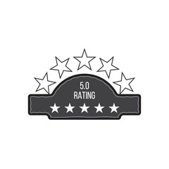 5 star rating black and white label, rating Star, rating label, Star, rating, label, Star rating element design vector 