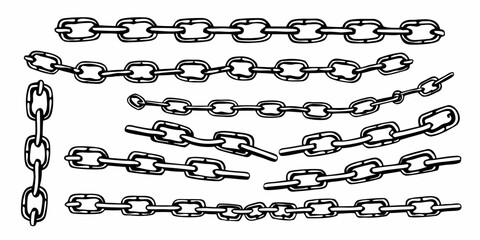 Obraz premium Collection of hand drawn chain link illustrations