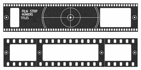 Vintage film strip frames with target and text placeholders
