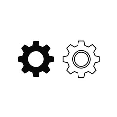 Gears and Cogwheels: Black and White Outline Vector Illustration