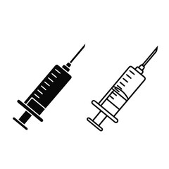 Syringe Icons - Black and White Line Art