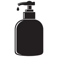 Fototapeta premium Black and white hand soap dispenser illustration showing sanitation and cleanliness concept