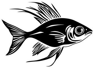 Tetra fish silhouette drawing