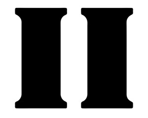 Illustration of the Roman Numeral Two in Black and White Format