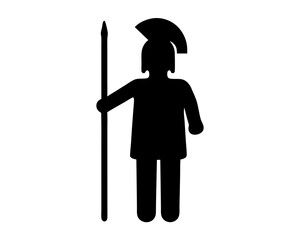 Spartan Warrior Silhouette with Spear and Helmet, Ready for Battle