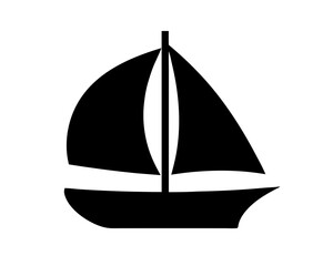 Simple black and white sailboat silhouette on a white background for graphic design