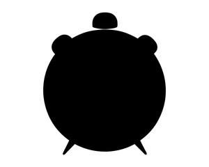 Black silhouette of a classic alarm clock on a white background