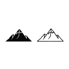 Mountain Peaks Outline and Solid Icon Set