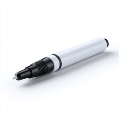 A plain white whiteboard marker, isolated on a pure white background. Writing, presentation.