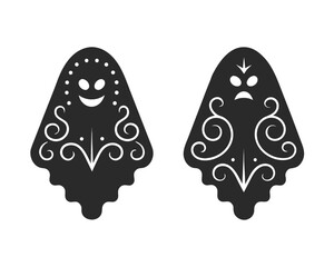 Ghost icon vector silhouette illustration isolated on white background