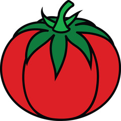 Vibrant Fresh Tomato Vegetable Vector Art
