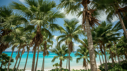 Fototapeta premium coconut palm trees in the beach