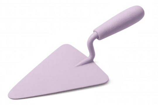 Lavender trowel isolated on transparent background, perfect for design projects related to construction, gardening, or diy