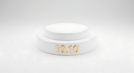 Elegant White Podium with 10.10 Text for Product Presentation
