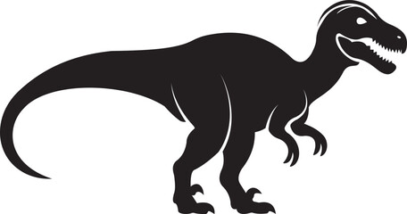 Dinosaur icon, black vector of prehistoric reptile in flat style T-Rex raptor cartoon dino ancient animal silhouette and outline fossil isolated on transparent background © WaQar