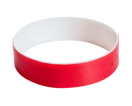 Red paper wristband isolated on transparent background