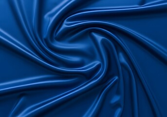 Obraz premium Luxurious deep blue satin fabric cascades with elegant flowing waves and soft highlights