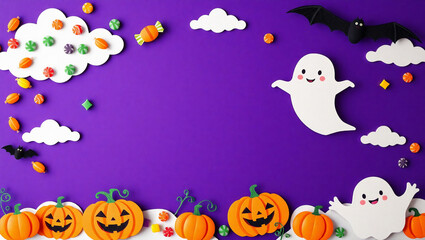 Naklejka premium Halloween background for party invitation, greeting card, web banner or Sales 