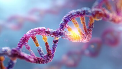 DNA double helix, vibrant colors, 3D rendering