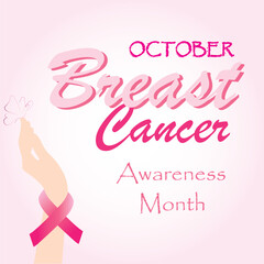 Breast cancer awareness with a pink ribbon in October annually. 