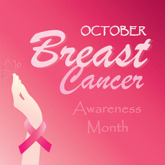 Breast cancer awareness with a pink ribbon in October annually. 
