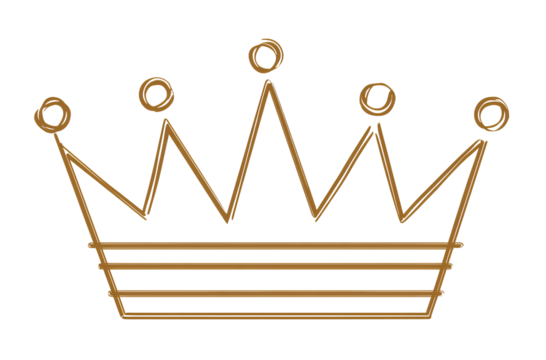 Golden line art of a crown on a white background, simple design, vector graphic logo, flat illustration style, no shadow or detail,