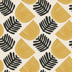 Trendy minimalist seamless botanical pattern with abstract creative hand drawn composition