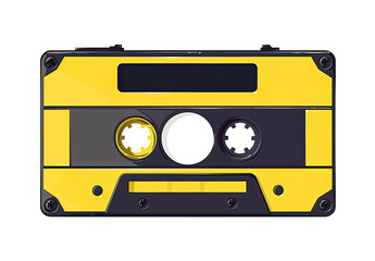 Naklejka premium Retro yellow cassette tape