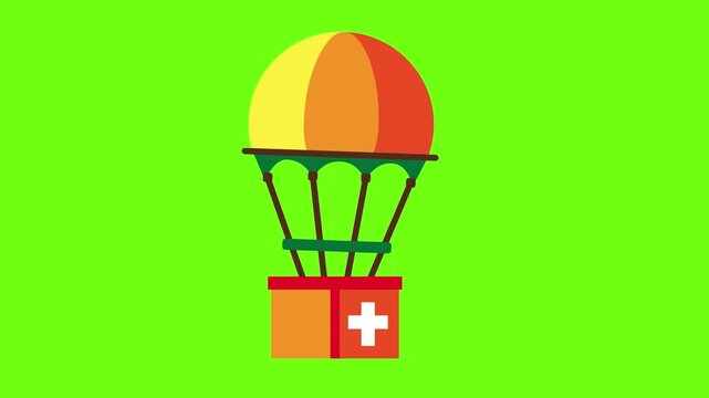 First Aid Kit Air Drop - Vector Illustration on Green Screen
