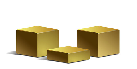 golden cube block podium, stage platform, or pedestal. Perfect for showcasing products, celebrating achievements, and highlighting top-tier success in a sleek design.
