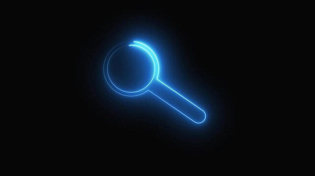 Digital art of glowing blue neon sickle animation for technology themed vfx and motion graphics work. Futuristic glowing blue neon sickle design element for sci fi technology motion graphics.