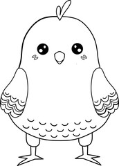 adorable chick illustration outline
