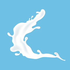 Fresh milk splash isolated on blue background.