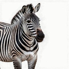 Fototapeta premium Striking zebra isolated on white background showcasing its unique stripes