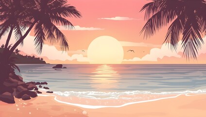 Golden Sunset over Calm Ocean Waves