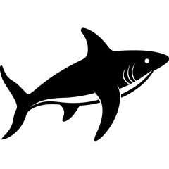 Black silhouette of a hammerhead shark a marine animal icon