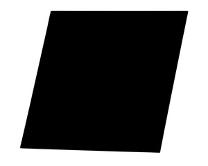 A solid black geometric shape diagonally oriented on a white background