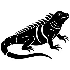 Jamaican iguana silhouette black vector icon