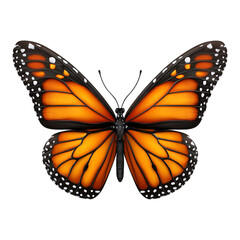 Fototapeta premium Majestic Monarch: A close-up, vibrant studio shot showcases the intricate details of a monarch butterfly, flaunting its striking orange and black wings.