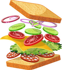 sandwich with cheese and vegetables