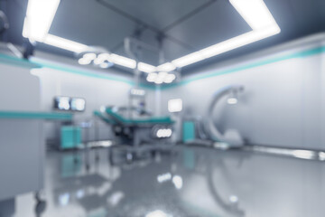 blurred background images depicting a modern, high-tech operating room.