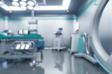 blurred background images depicting a modern, high-tech operating room.