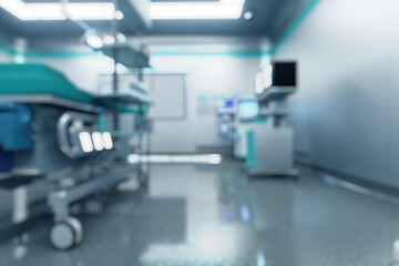 blurred background images depicting a modern, high-tech operating room.