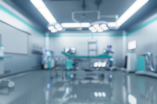 blurred background images depicting a modern, high-tech operating room.
