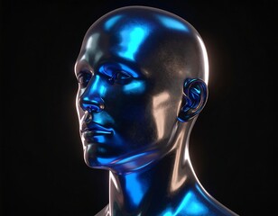 Metallic head, subtly lit, showcasing a smooth, reflective surface